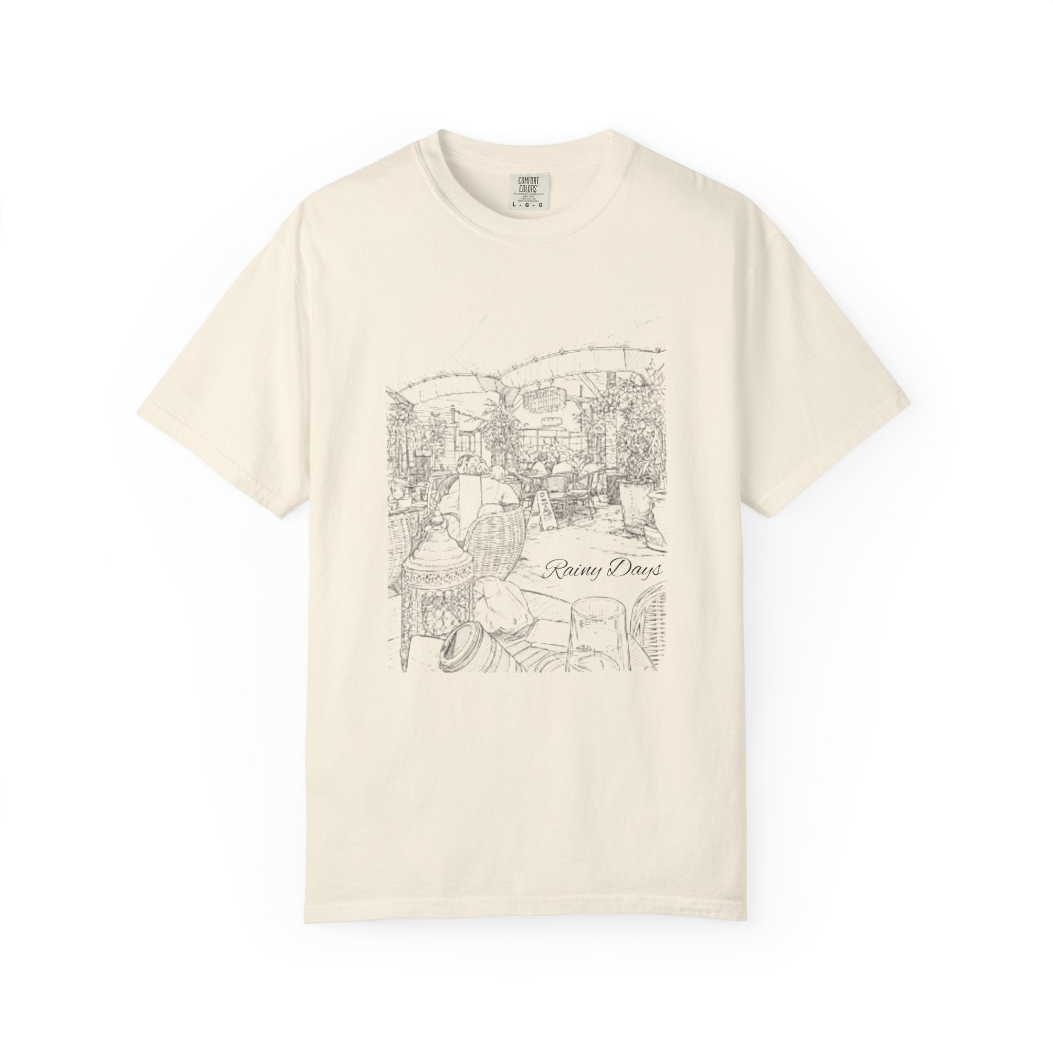 Rainy Day Pencil Sketch T-Shirt — Marquee Seating Illustration