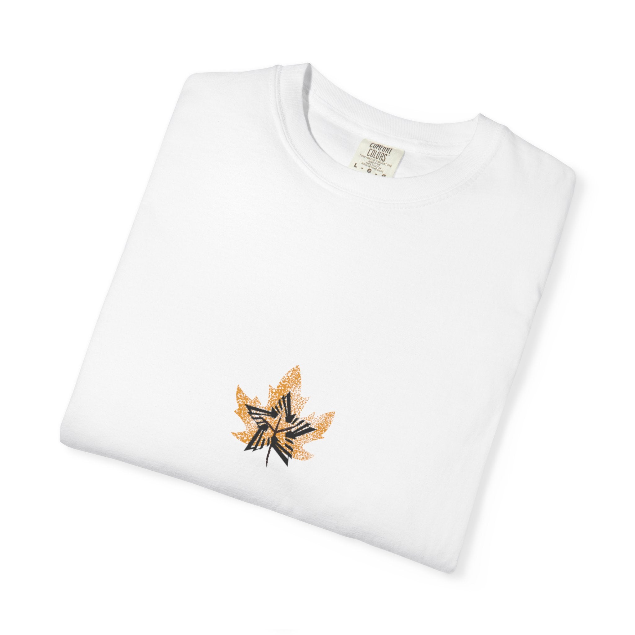 Golden Leaf Graphic T-Shirt — Black & White Centre