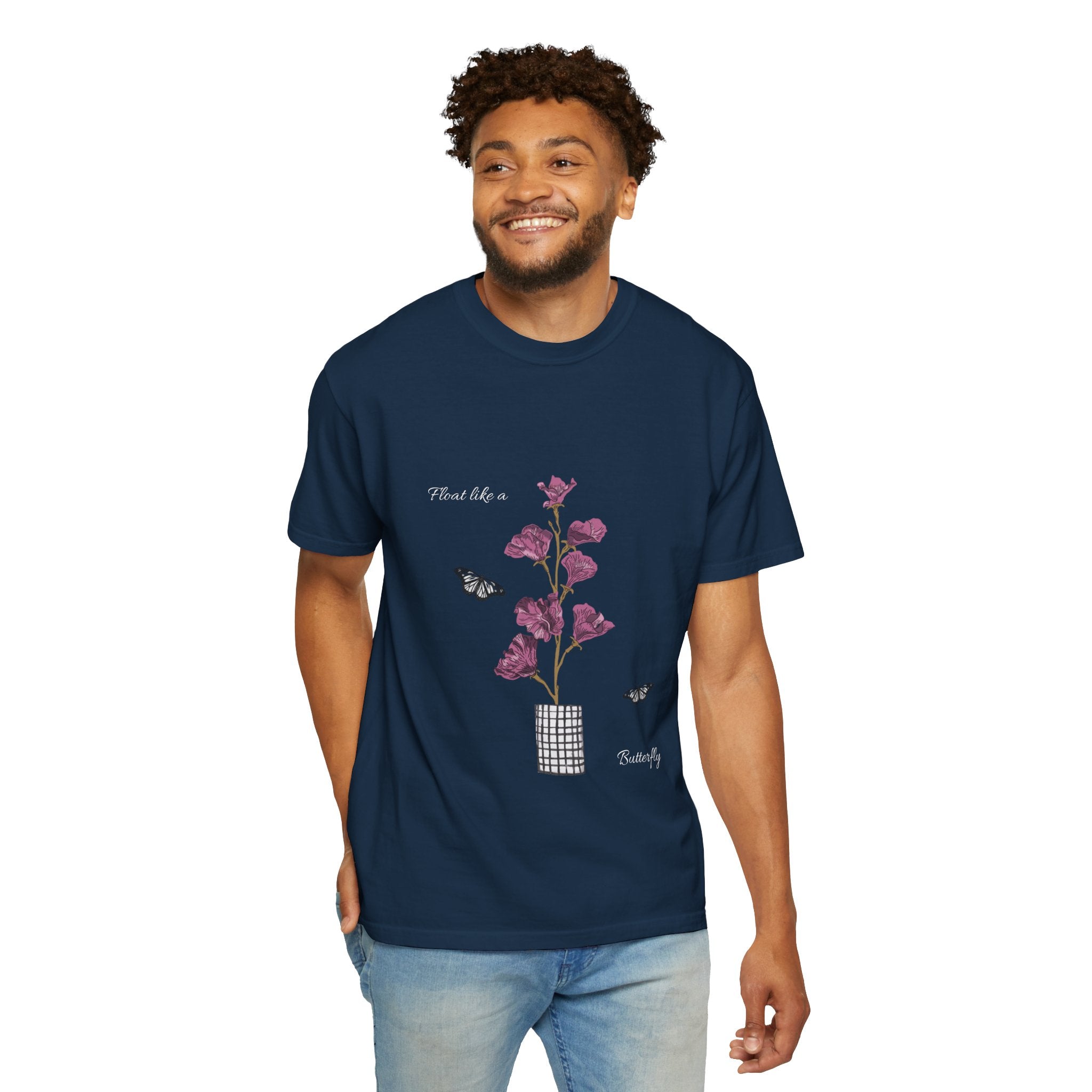 Float Like a Butterfly Floral Butterfly Graphic T-Shirt
