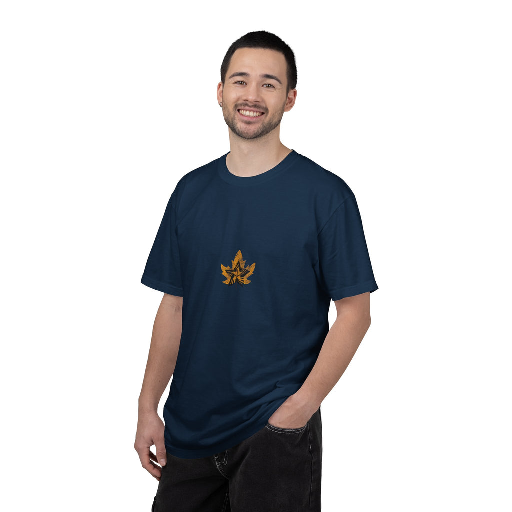 Golden Leaf Graphic T-Shirt — Black & White Centre