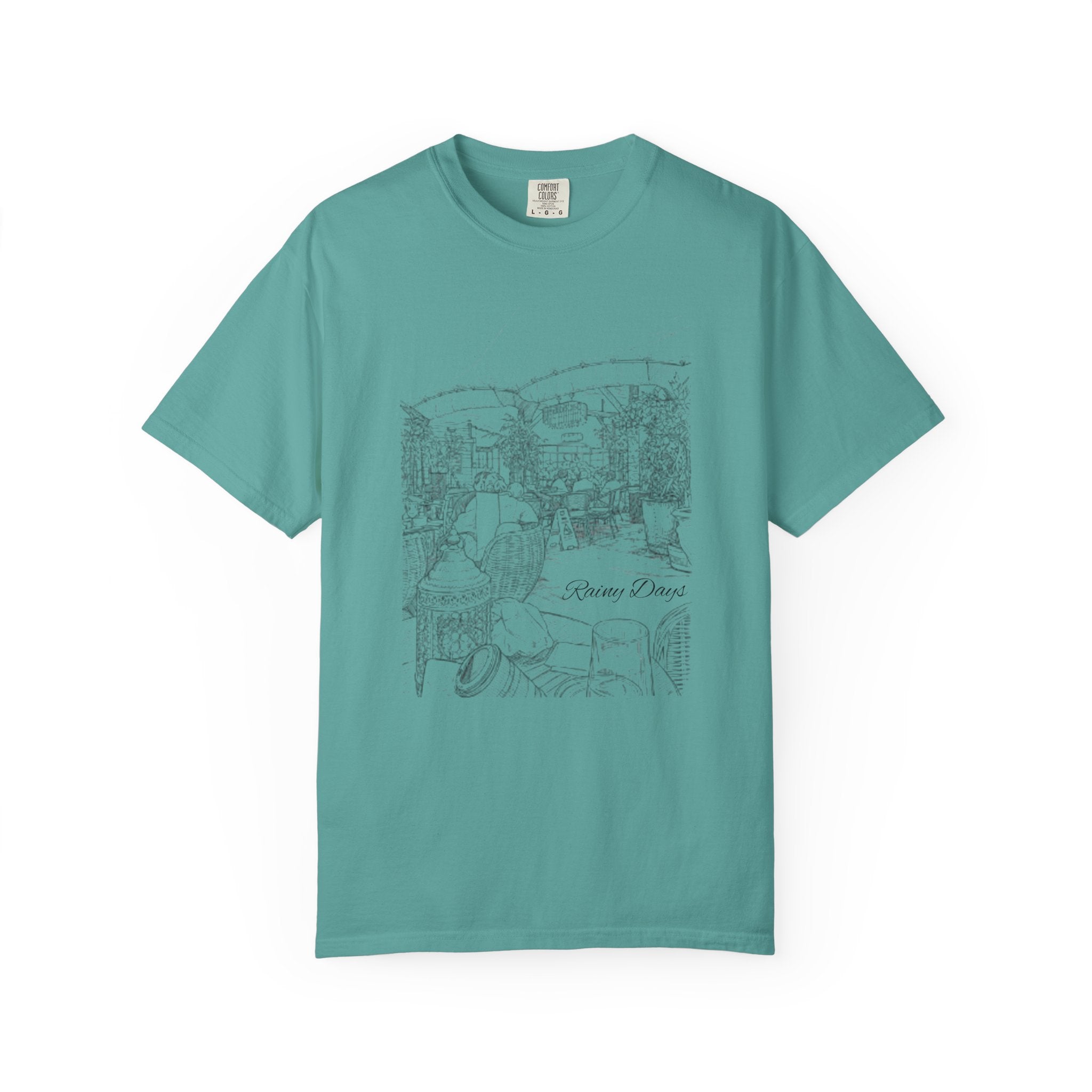 Rainy Day Pencil Sketch T-Shirt — Marquee Seating Illustration