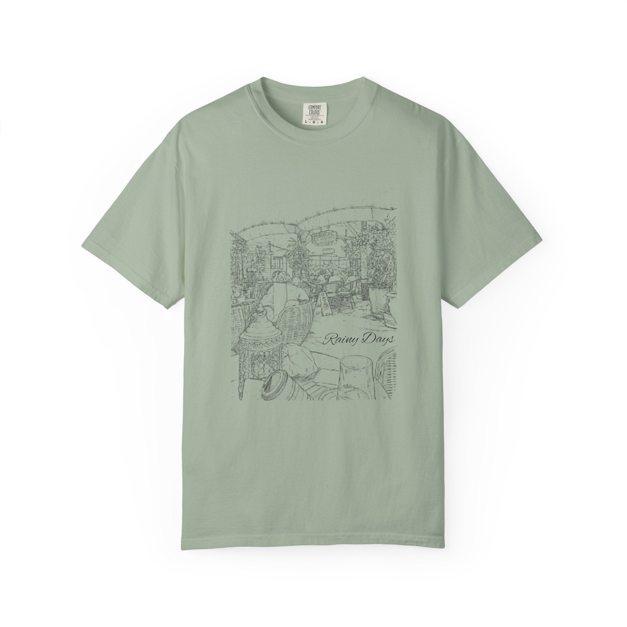 Rainy Day Pencil Sketch T-Shirt — Marquee Seating Illustration
