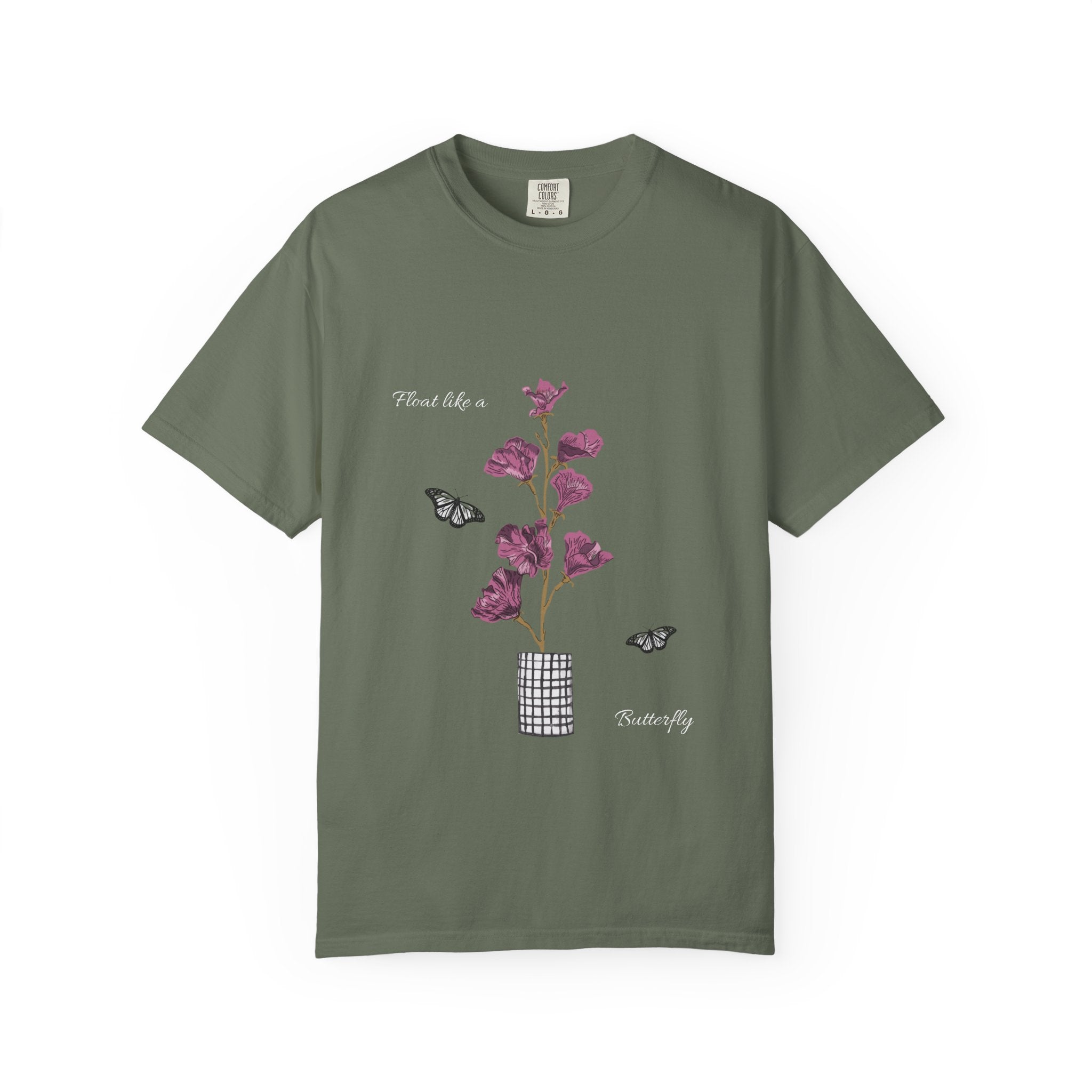 Float Like a Butterfly Floral Butterfly Graphic T-Shirt