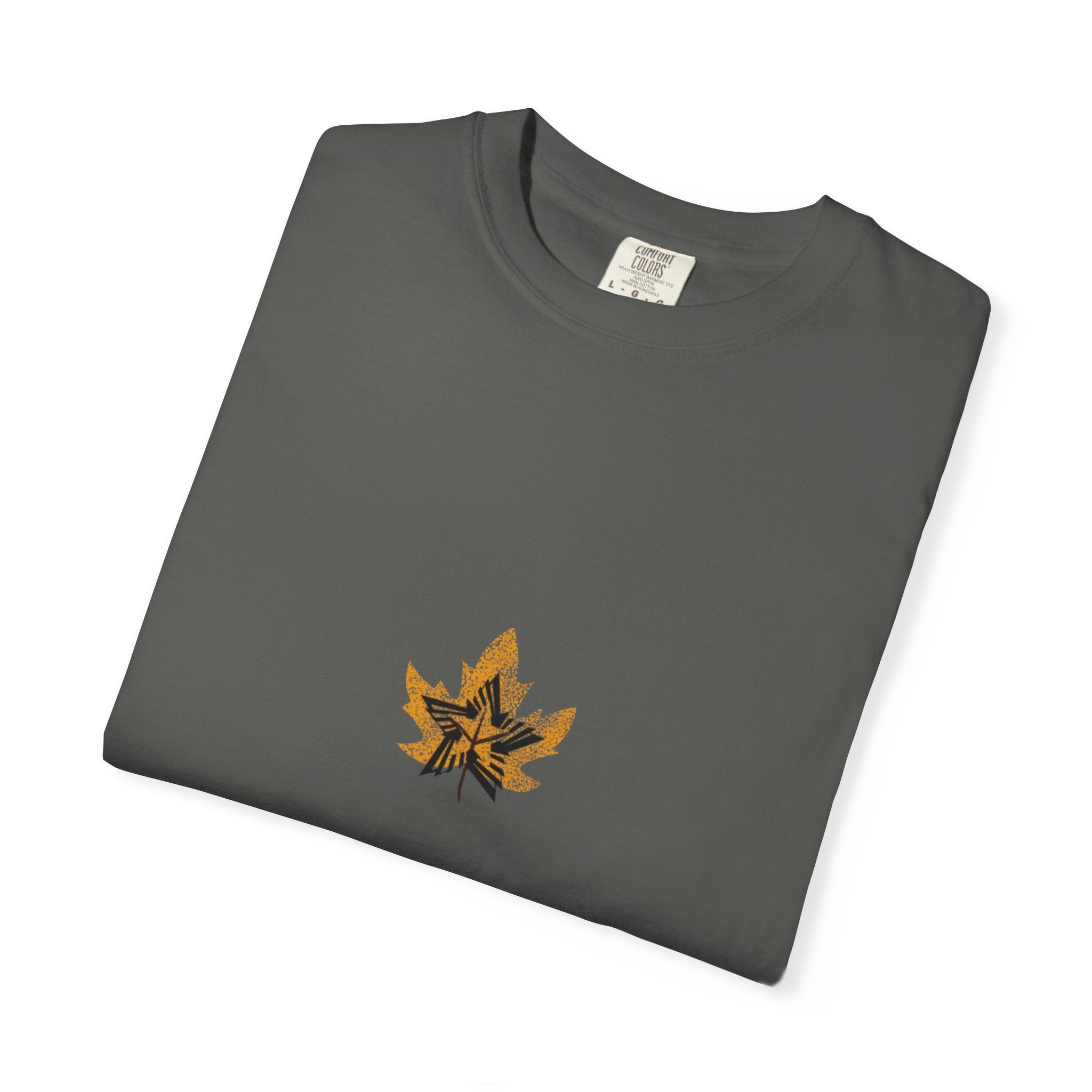 Golden Leaf Graphic T-Shirt — Black & White Centre