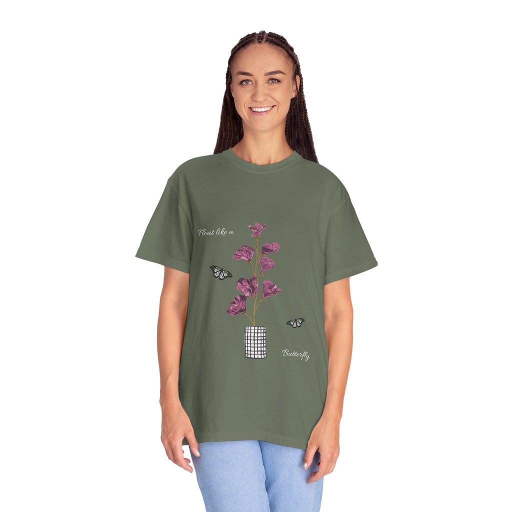 Float Like a Butterfly Floral Butterfly Graphic T-Shirt