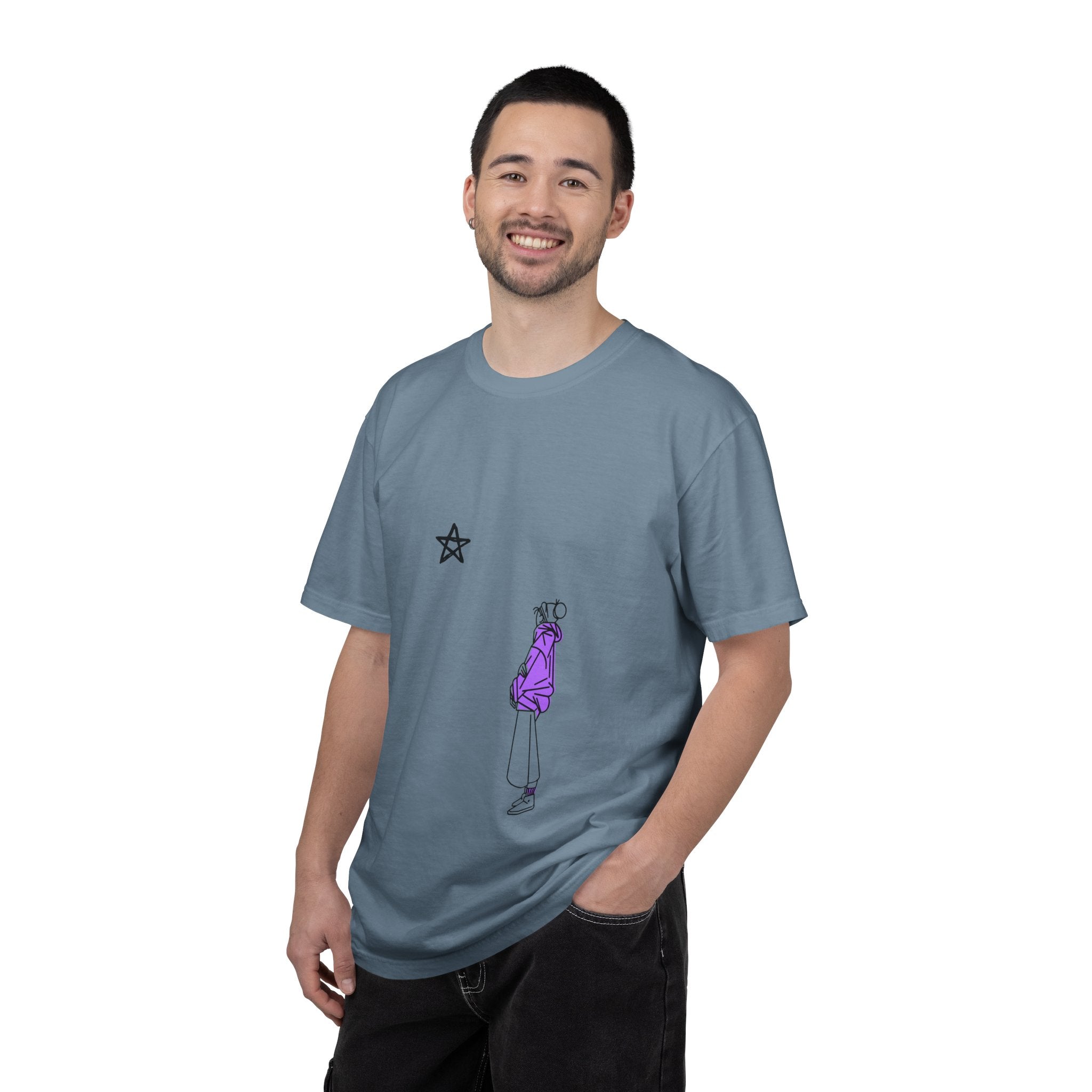 Star Watcher Graphic Tee — Standalone Man Illustration