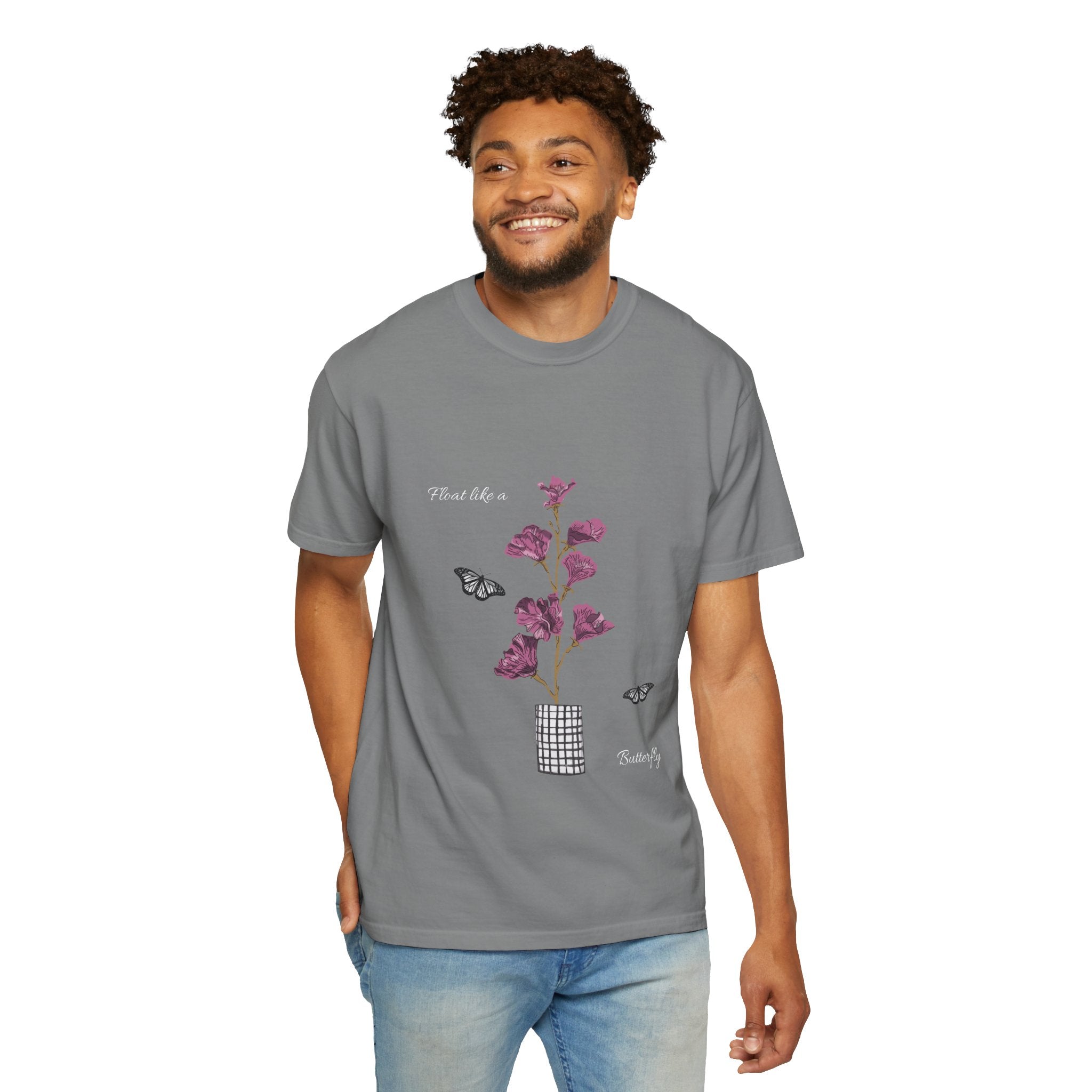 Float Like a Butterfly Floral Butterfly Graphic T-Shirt