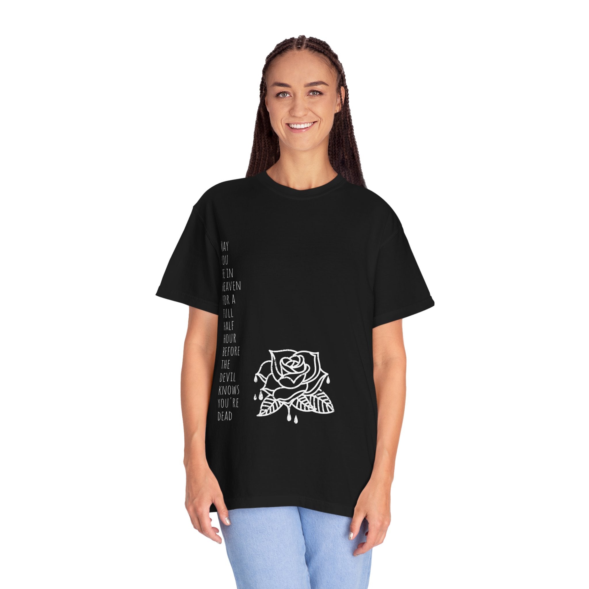 Rose with Dripping blood Text T-shirt | Gothic Floral Quote