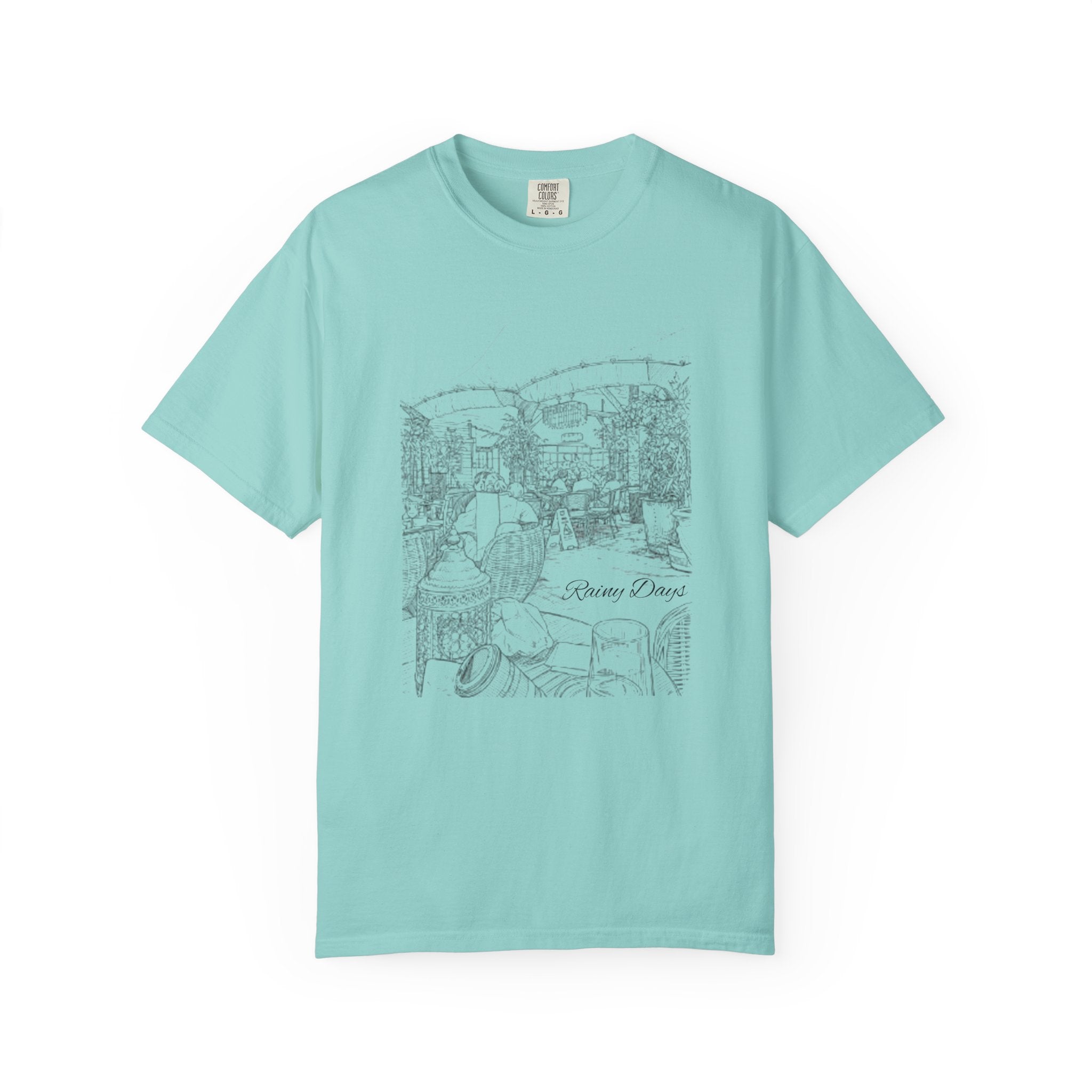 Rainy Day Pencil Sketch T-Shirt — Marquee Seating Illustration
