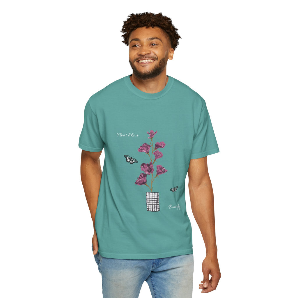 Float Like a Butterfly Floral Butterfly Graphic T-Shirt