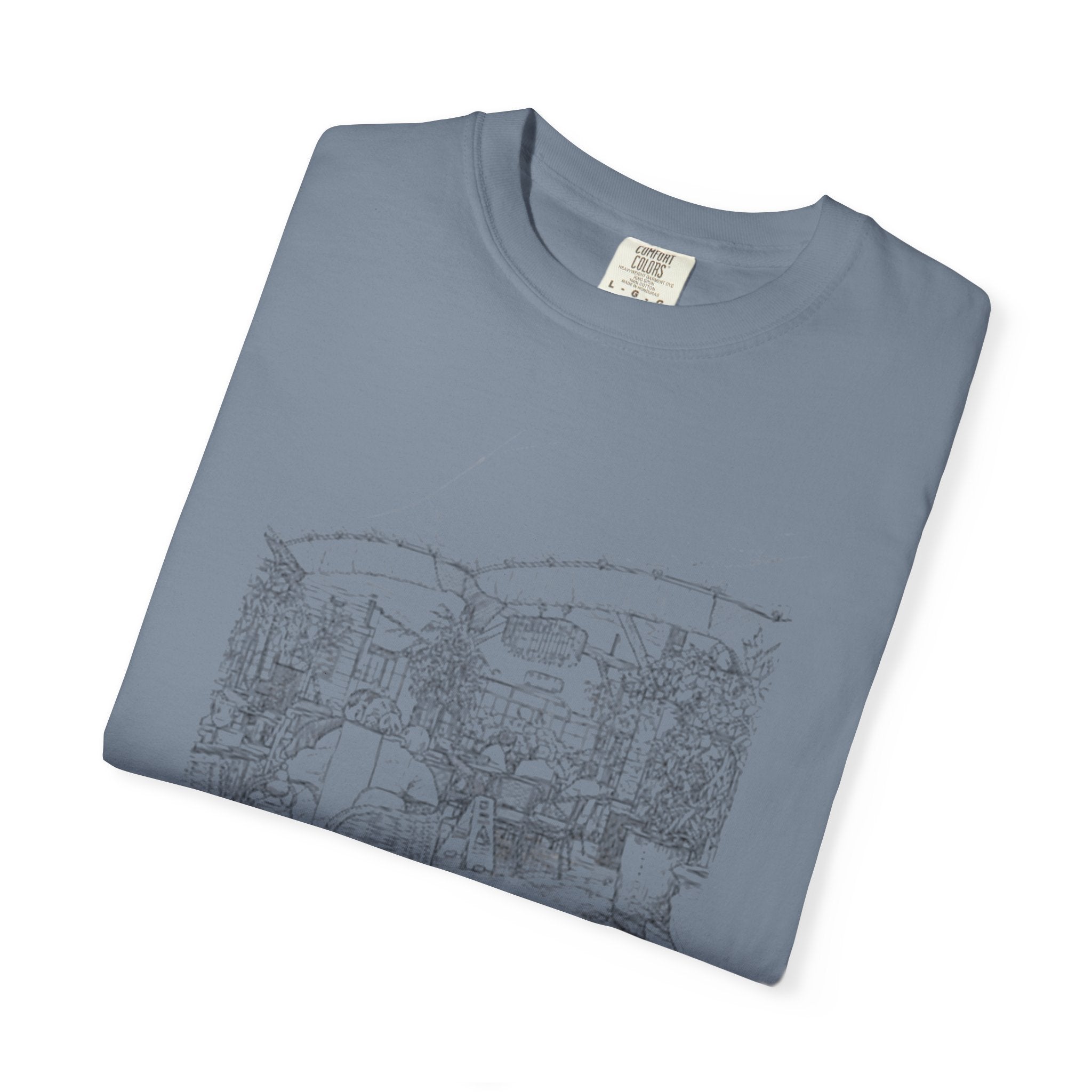 Rainy Day Pencil Sketch T-Shirt — Marquee Seating Illustration