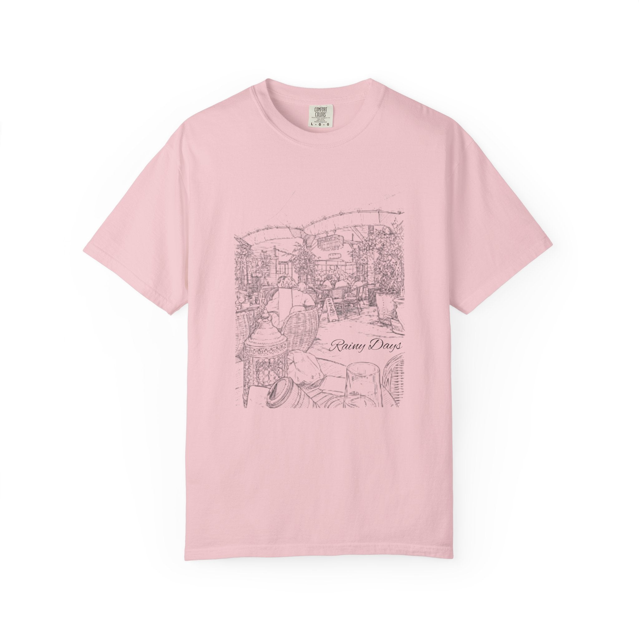 Rainy Day Pencil Sketch T-Shirt — Marquee Seating Illustration