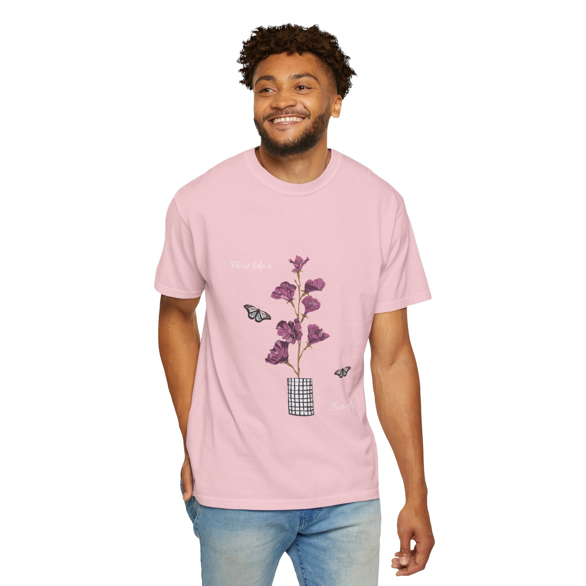 Float Like a Butterfly Floral Butterfly Graphic T-Shirt