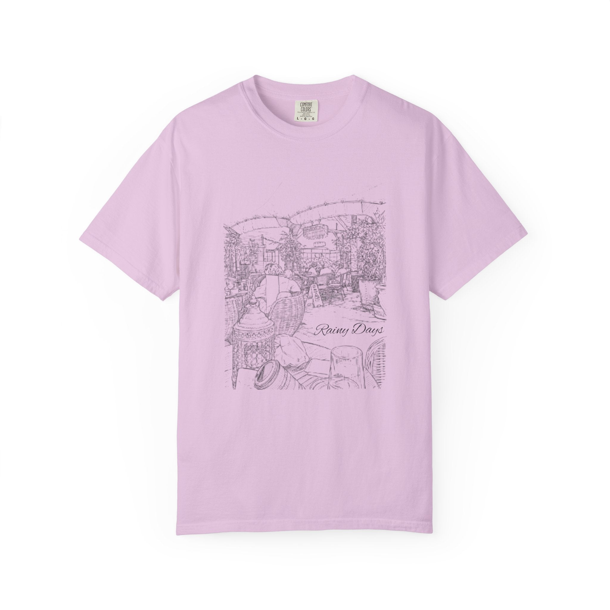 Rainy Day Pencil Sketch T-Shirt — Marquee Seating Illustration