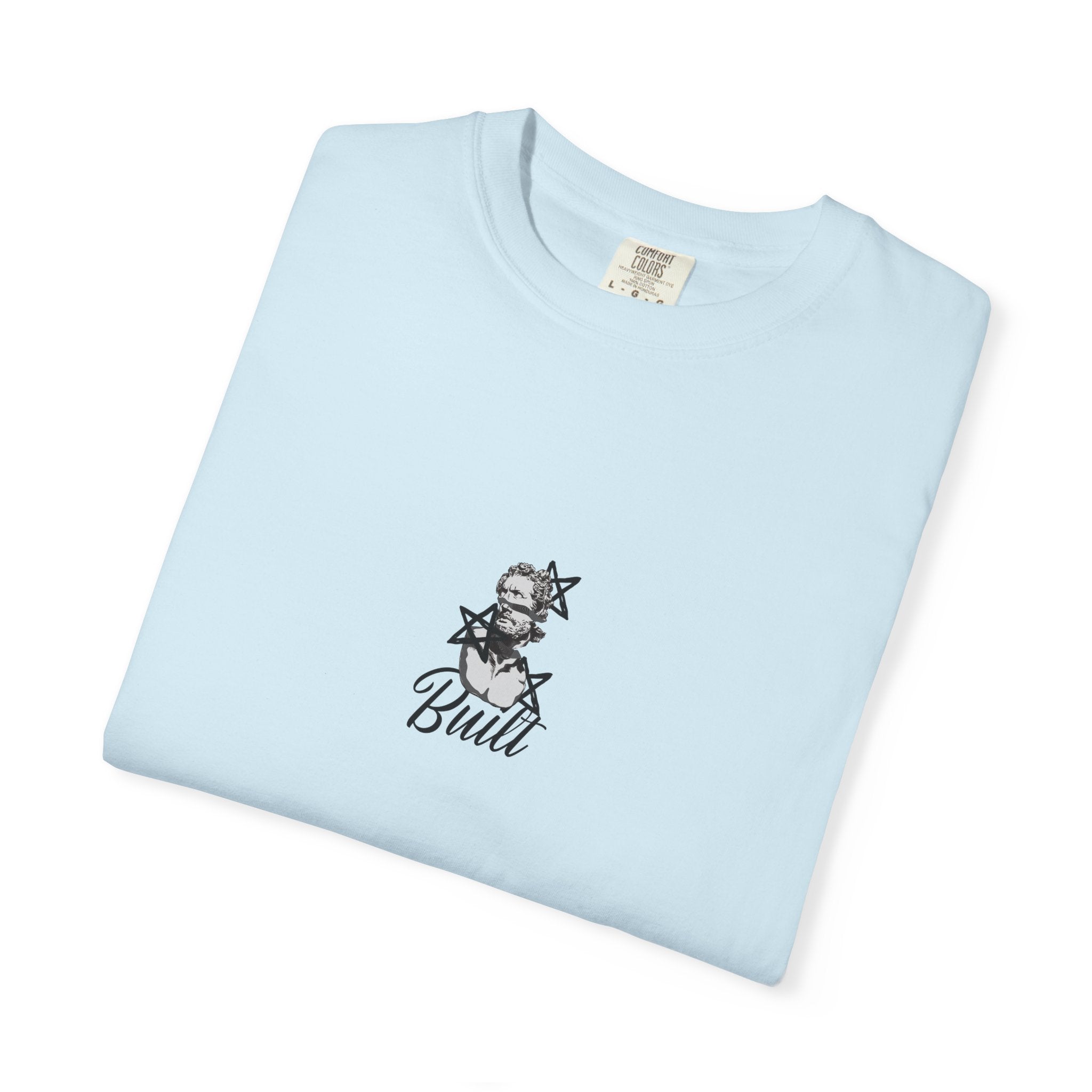 'Built' Statue Graphic T-shirt — Monochrome Sculpted Man Tee