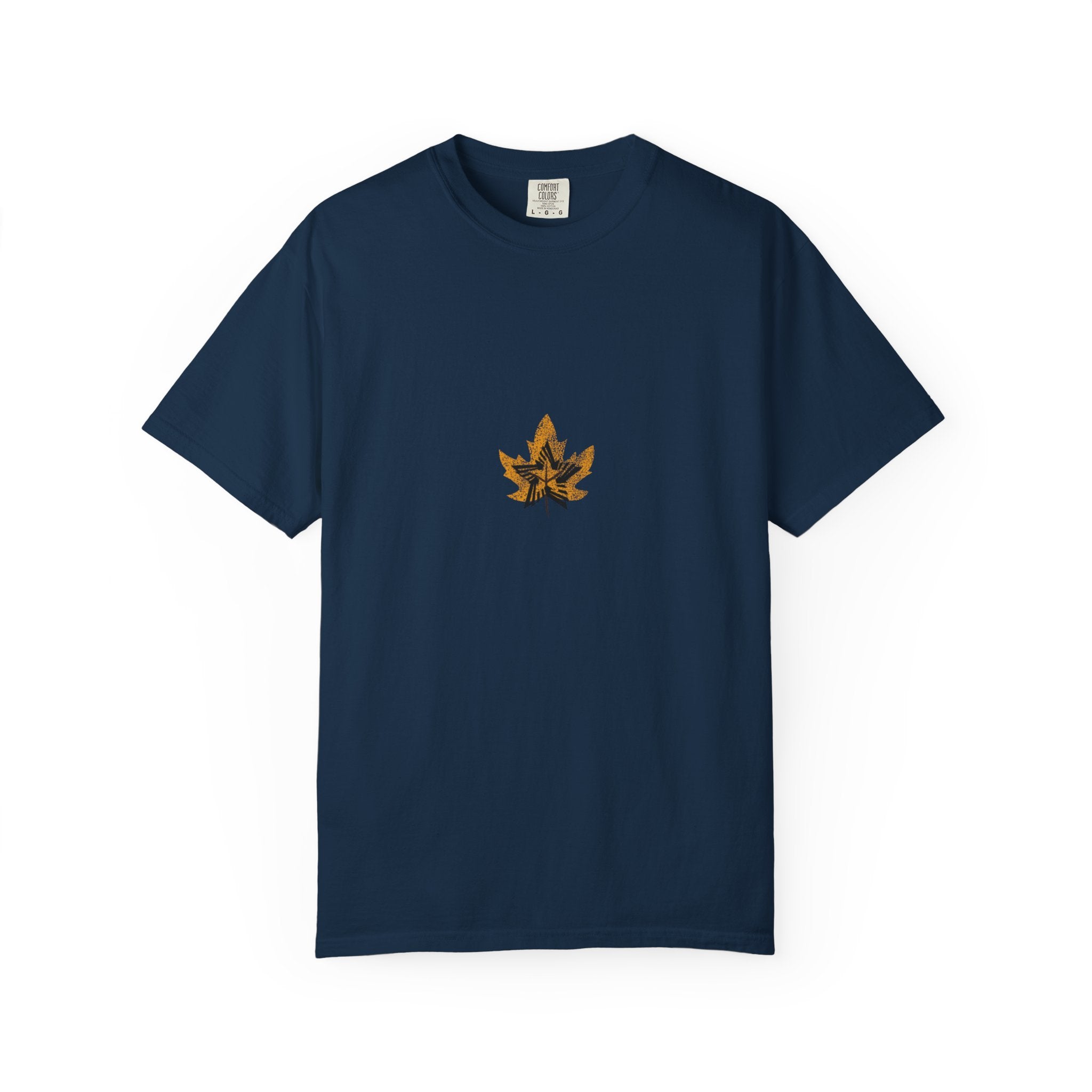 Golden Leaf Graphic T-Shirt — Black & White Centre