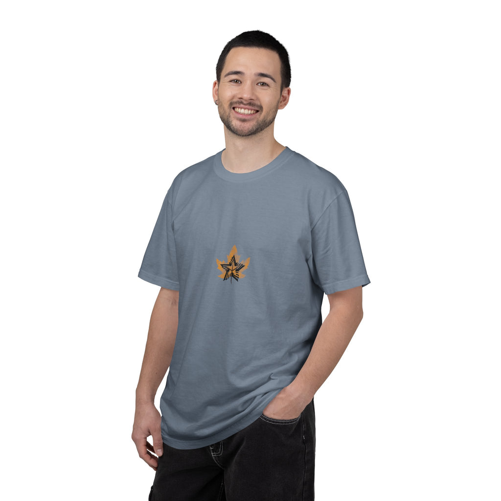 Golden Leaf Graphic T-Shirt — Black & White Centre