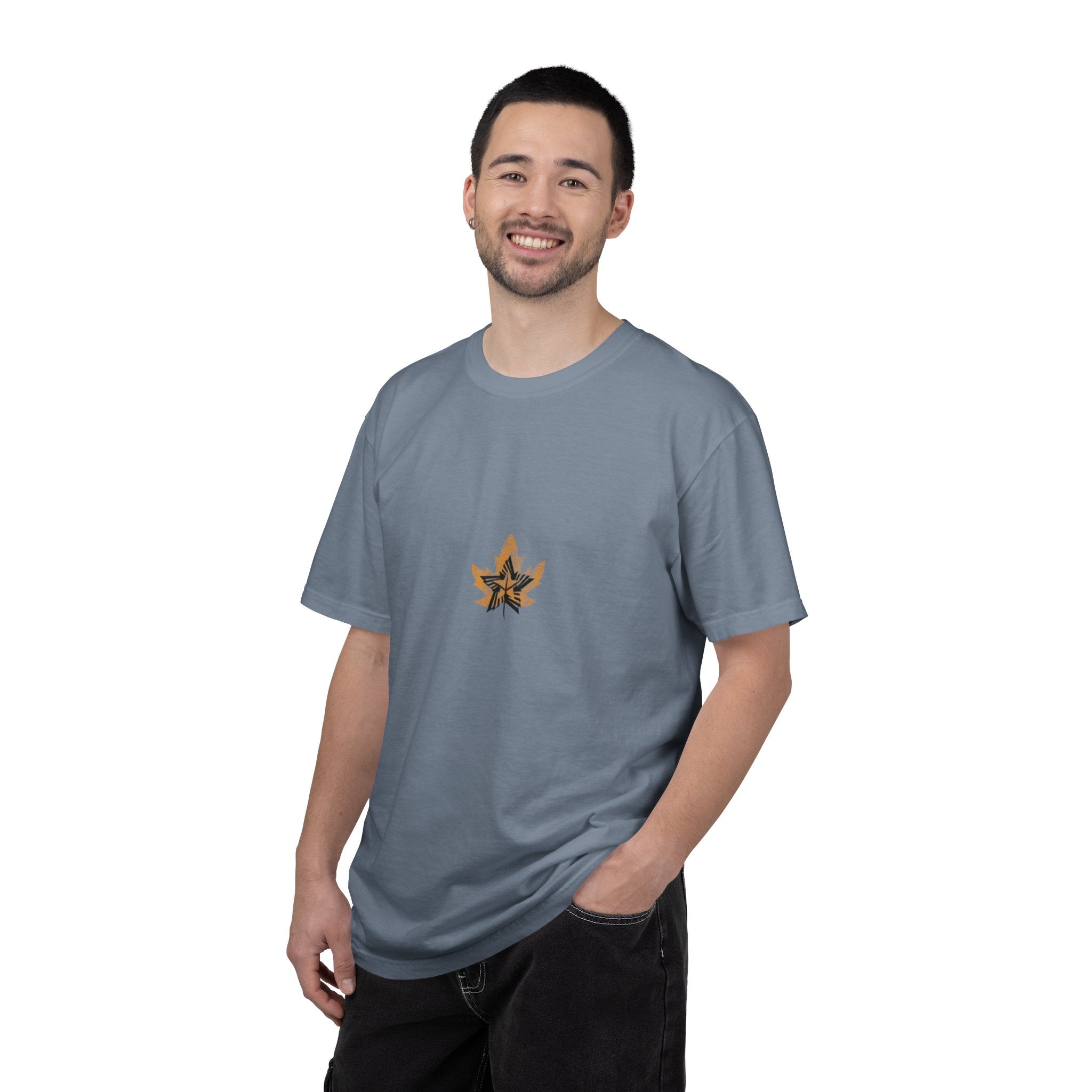 Golden Leaf Graphic T-Shirt — Black & White Centre