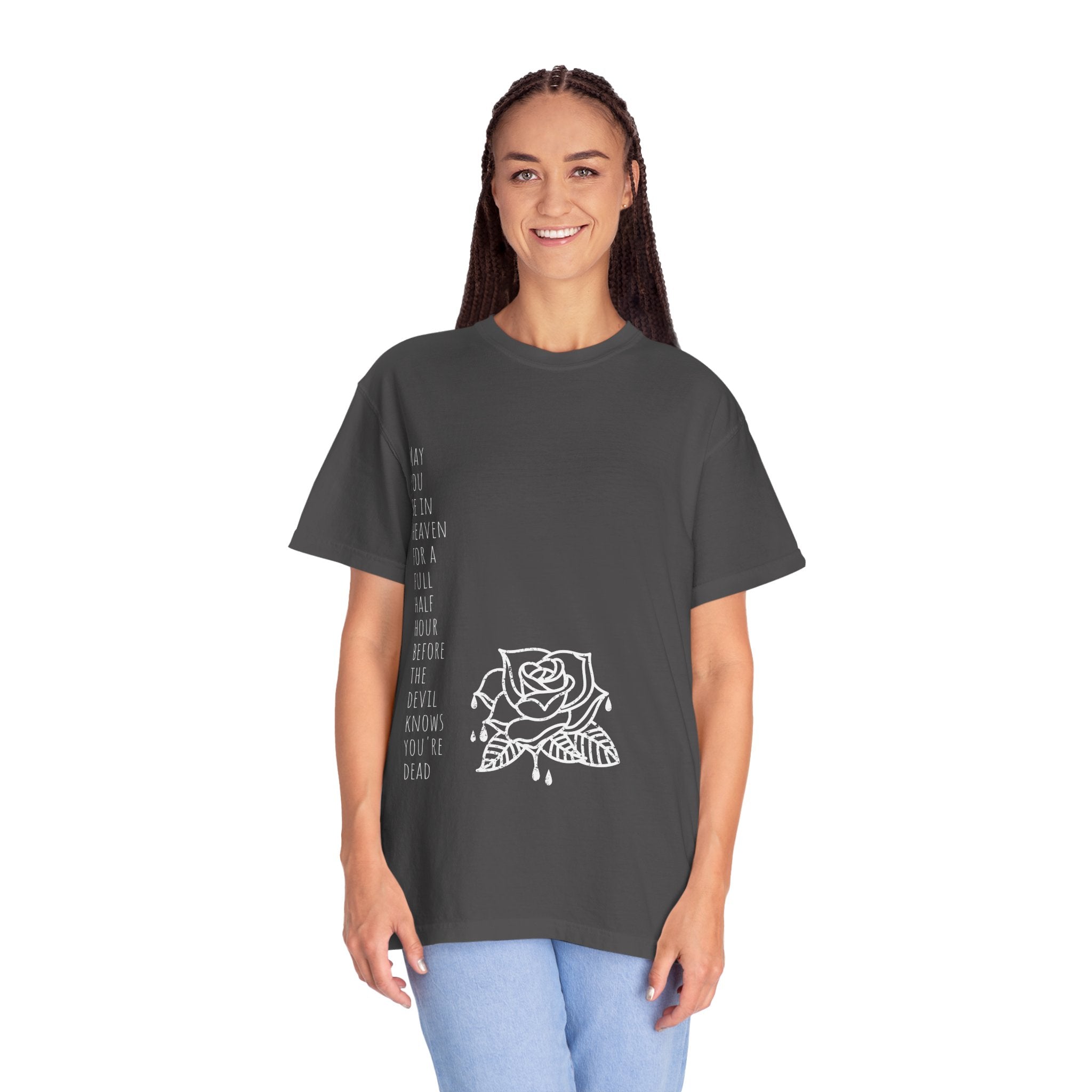 Rose with Dripping blood Text T-shirt | Gothic Floral Quote