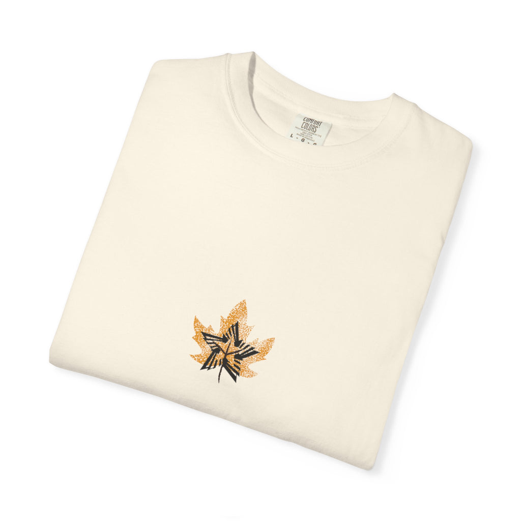 Golden Leaf Graphic T-Shirt — Black & White Centre