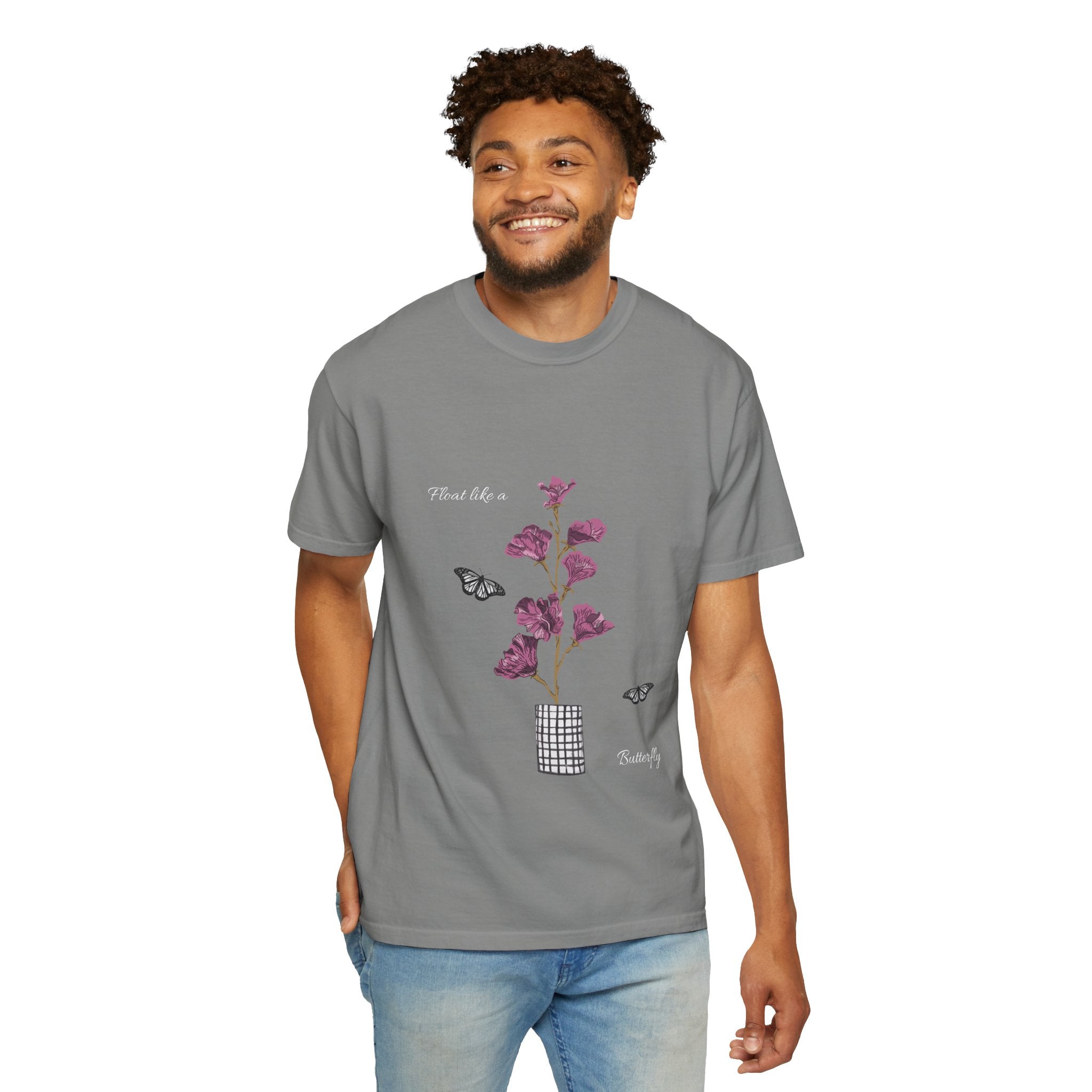 Float Like a Butterfly Floral Butterfly Graphic T-Shirt