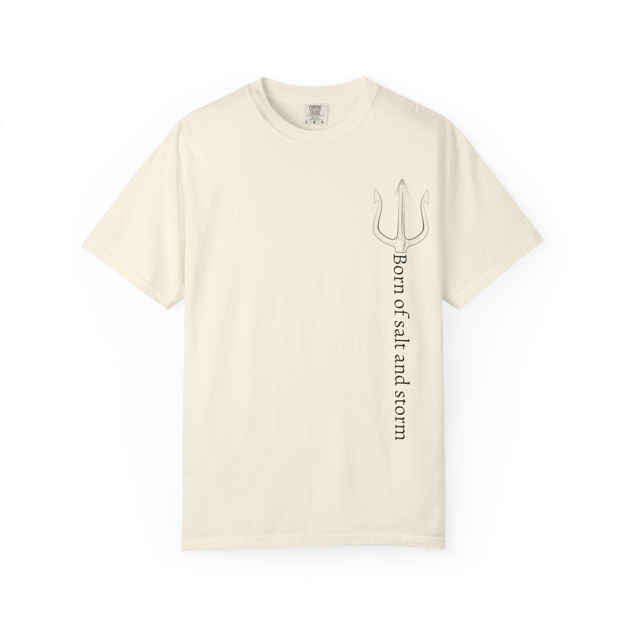 T-Shirt — 'Born of Salt and Storm' Trident Vertical Graphic Tee