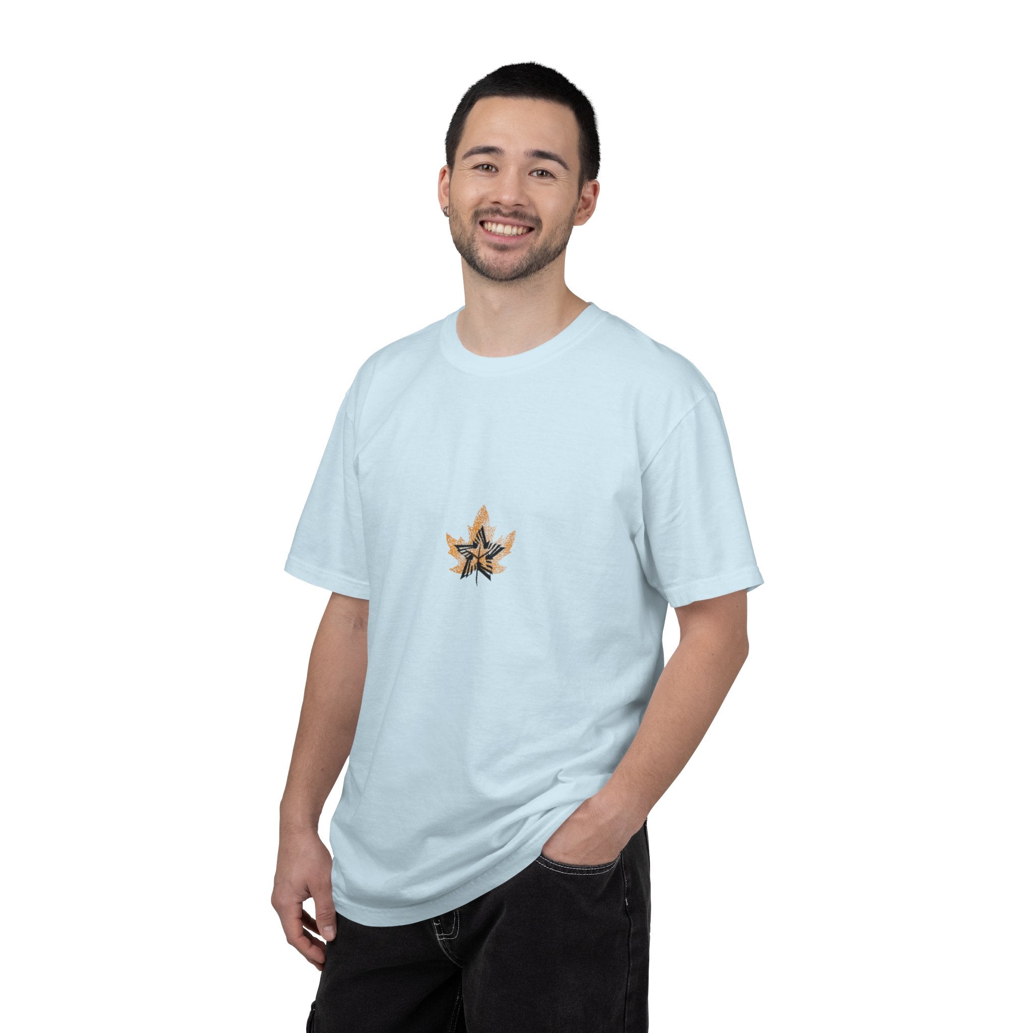 Golden Leaf Graphic T-Shirt — Black & White Centre