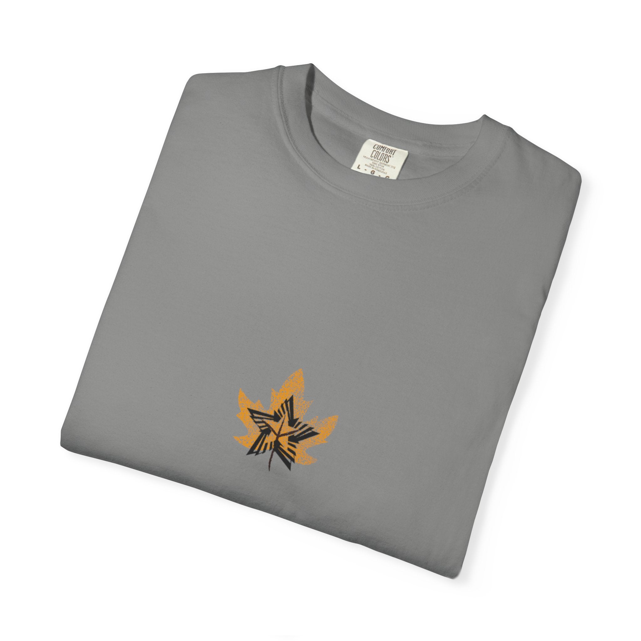 Golden Leaf Graphic T-Shirt — Black & White Centre