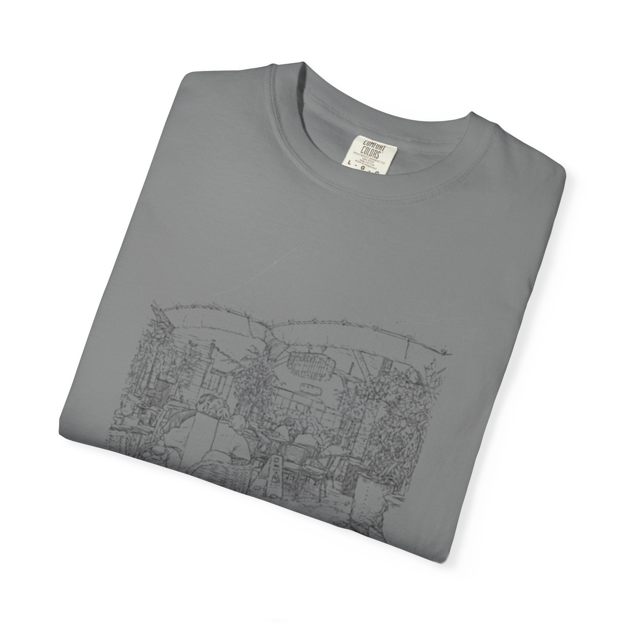Rainy Day Pencil Sketch T-Shirt — Marquee Seating Illustration