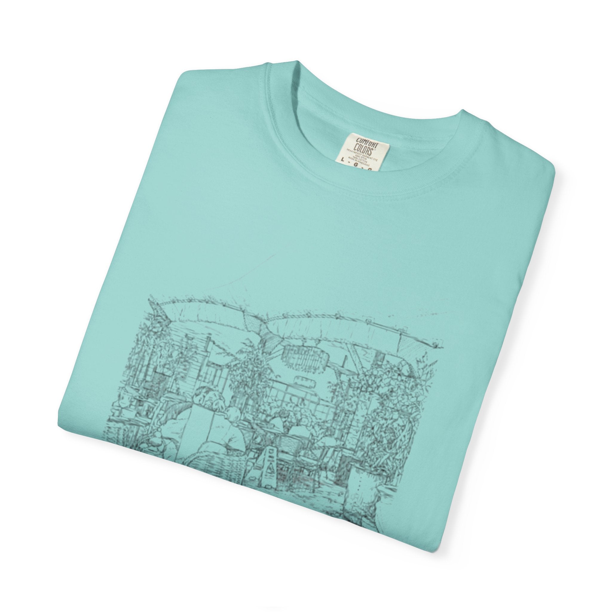 Rainy Day Pencil Sketch T-Shirt — Marquee Seating Illustration