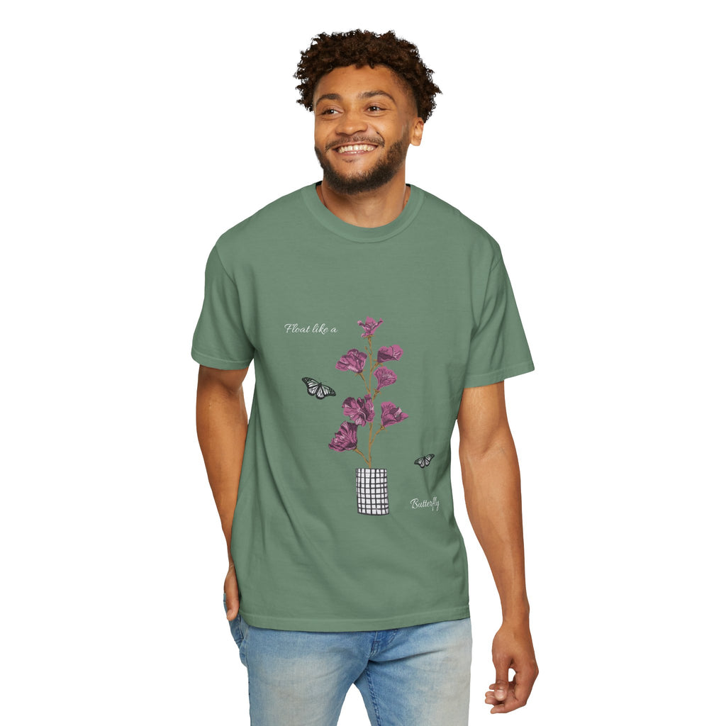 Float Like a Butterfly Floral Butterfly Graphic T-Shirt