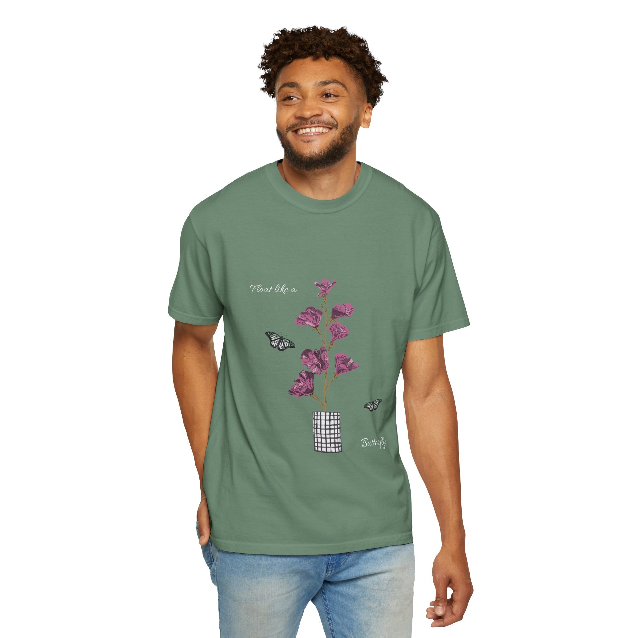 Float Like a Butterfly Floral Butterfly Graphic T-Shirt