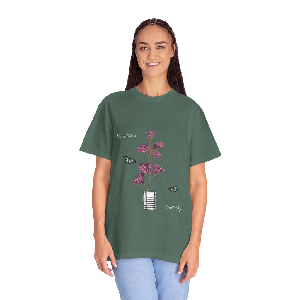 Float Like a Butterfly Floral Butterfly Graphic T-Shirt