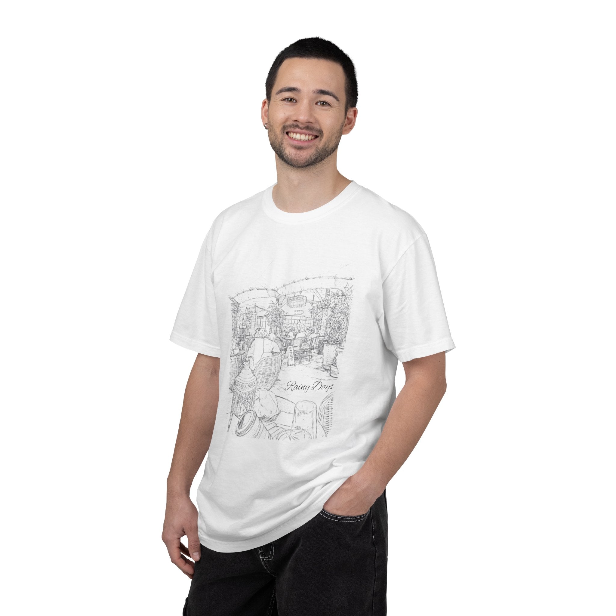 Rainy Day Pencil Sketch T-Shirt — Marquee Seating Illustration
