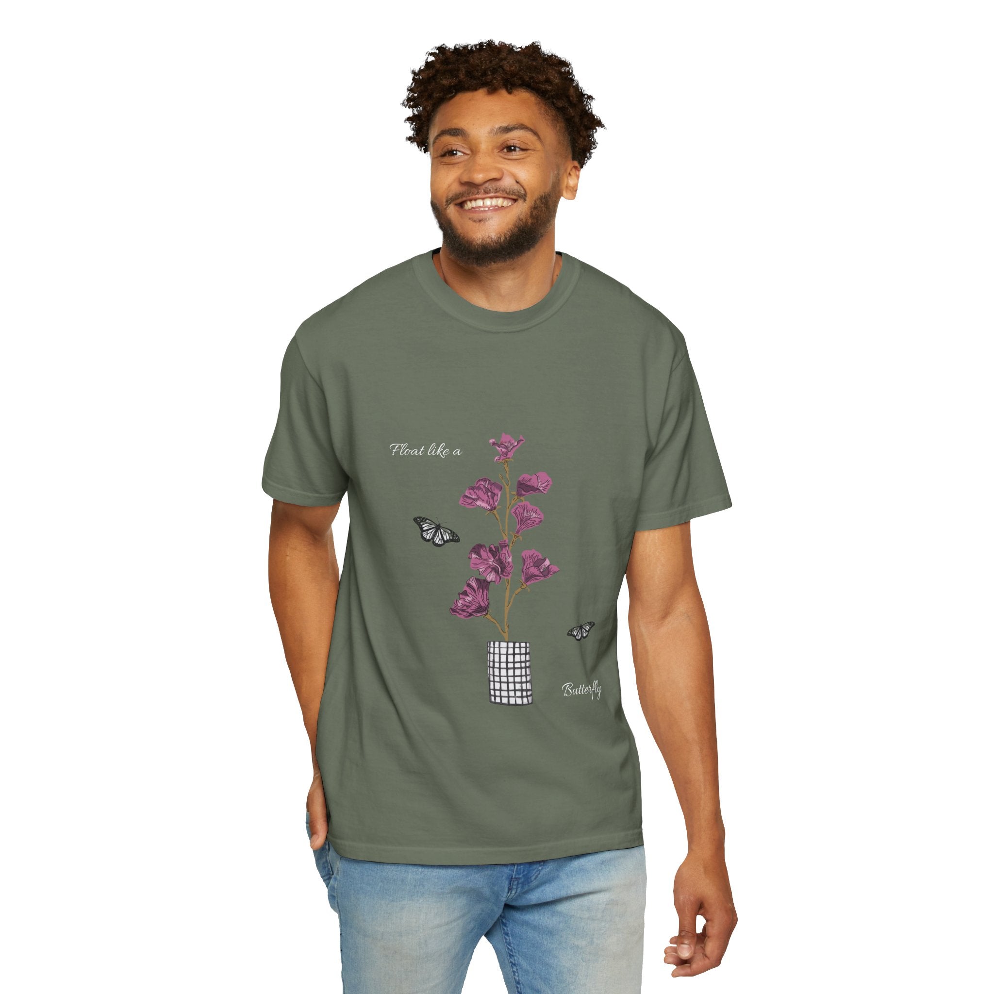 Float Like a Butterfly Floral Butterfly Graphic T-Shirt