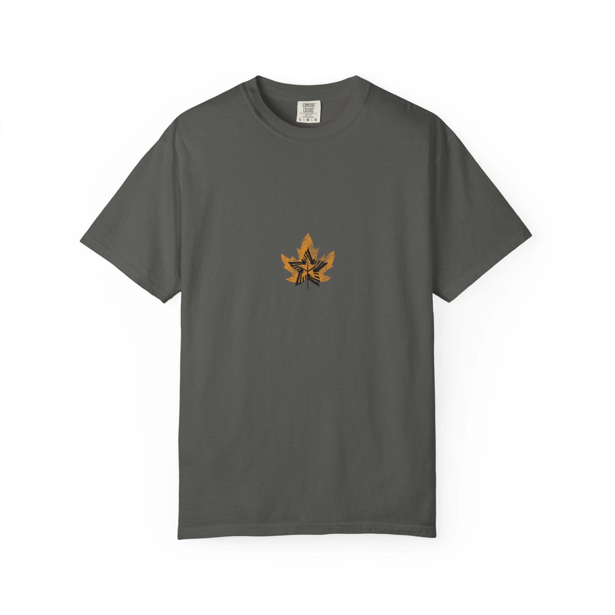 Golden Leaf Graphic T-Shirt — Black & White Centre