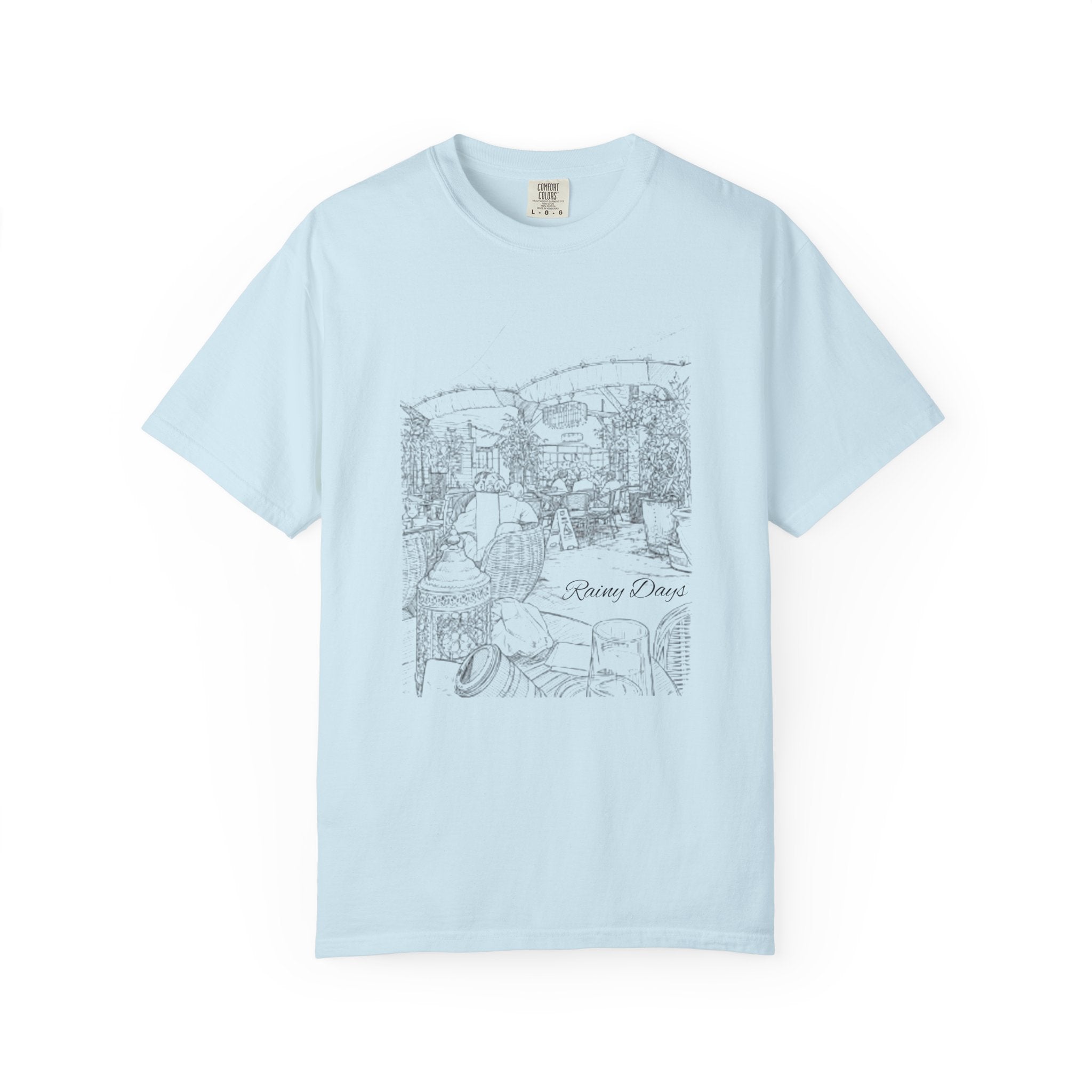 Rainy Day Pencil Sketch T-Shirt — Marquee Seating Illustration