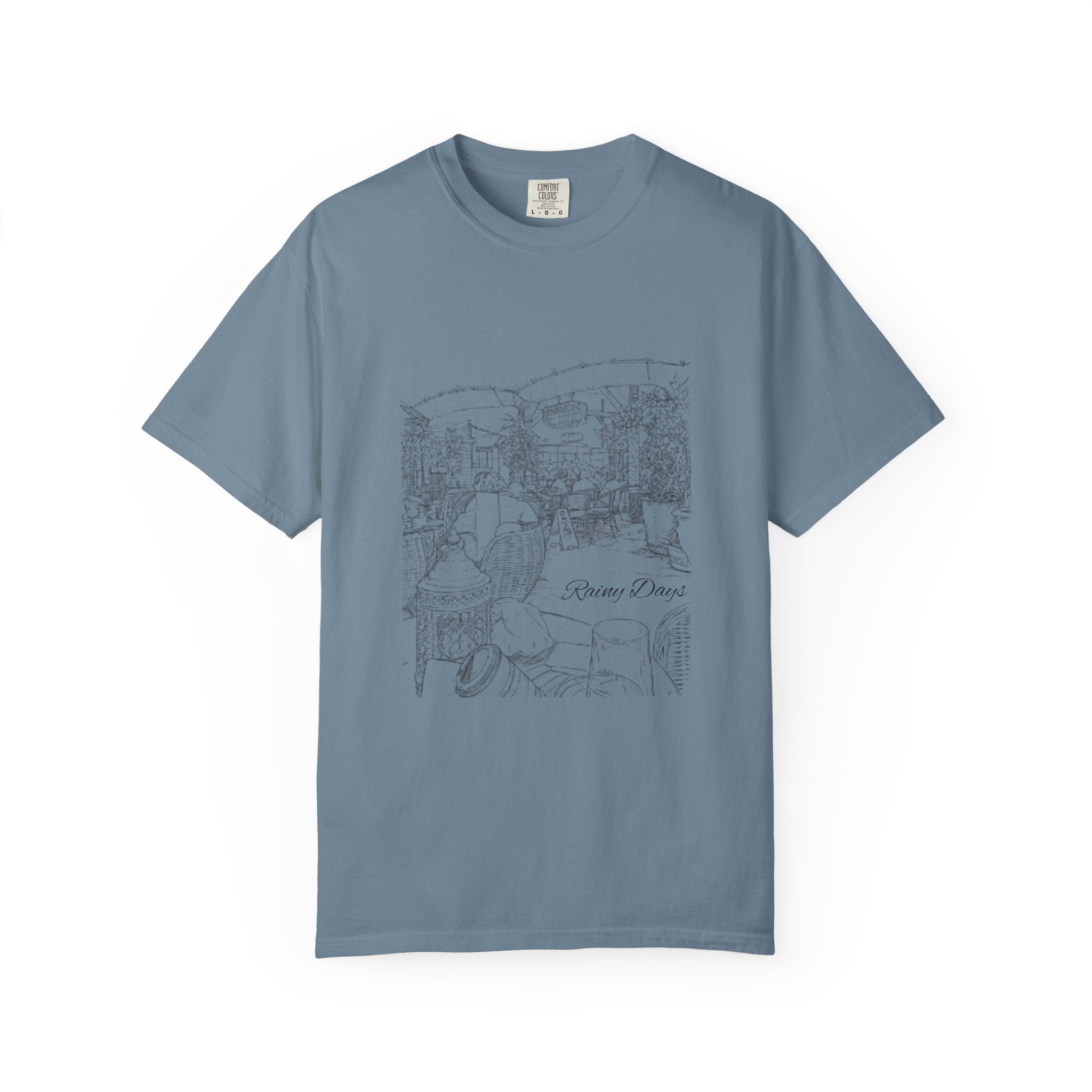 Rainy Day Pencil Sketch T-Shirt — Marquee Seating Illustration