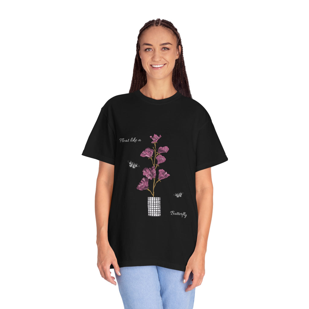 Float Like a Butterfly Floral Butterfly Graphic T-Shirt