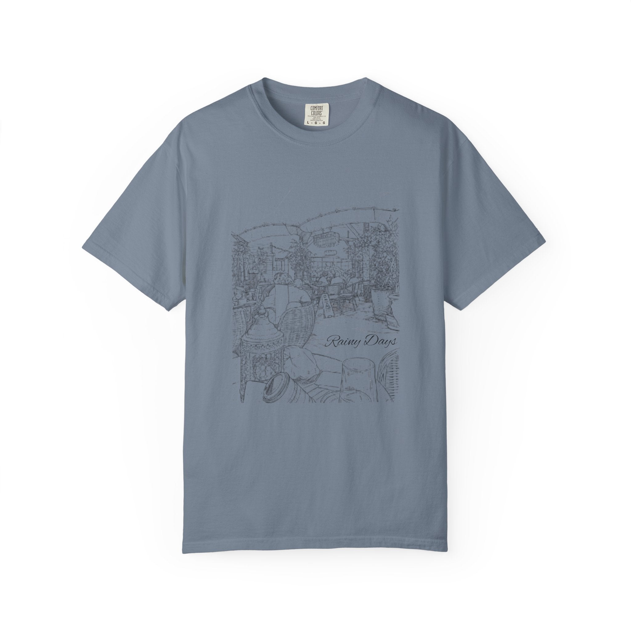 Rainy Day Pencil Sketch T-Shirt — Marquee Seating Illustration
