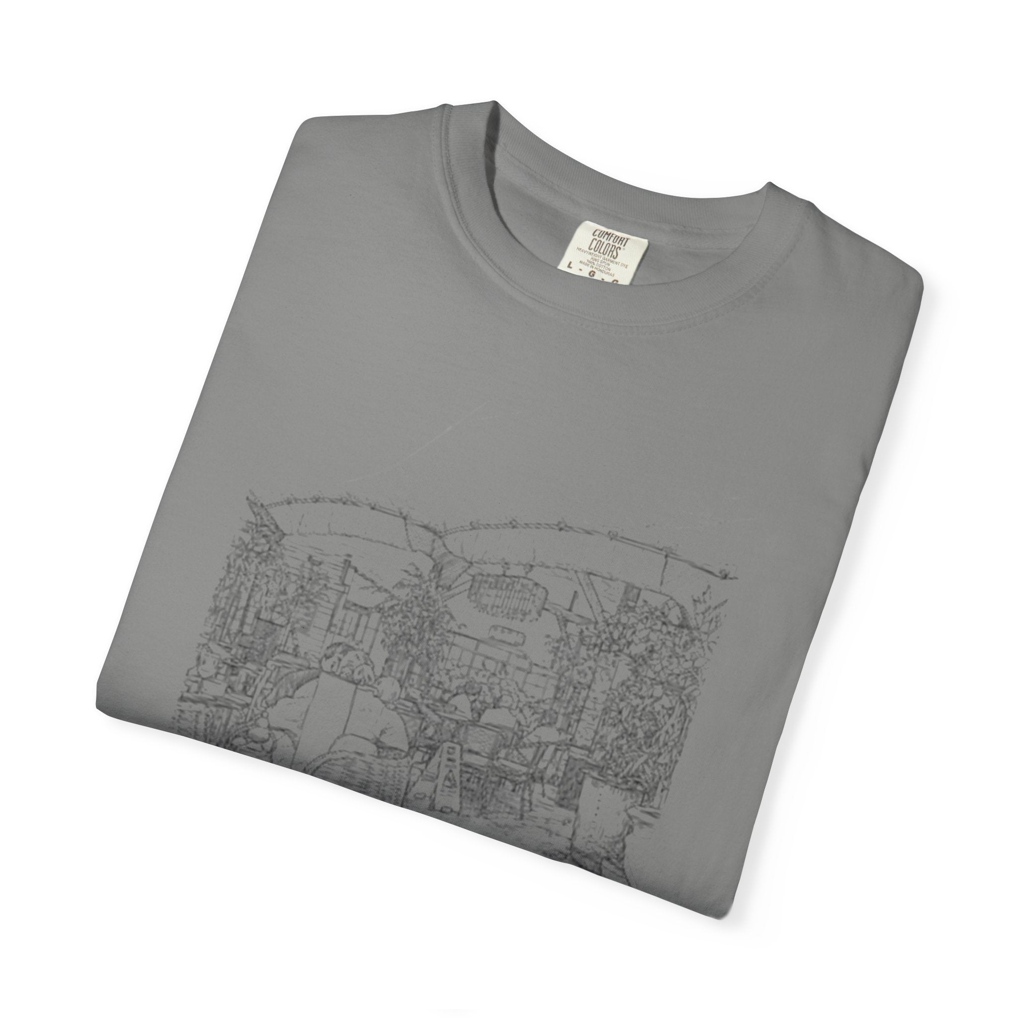 Rainy Day Pencil Sketch T-Shirt — Marquee Seating Illustration