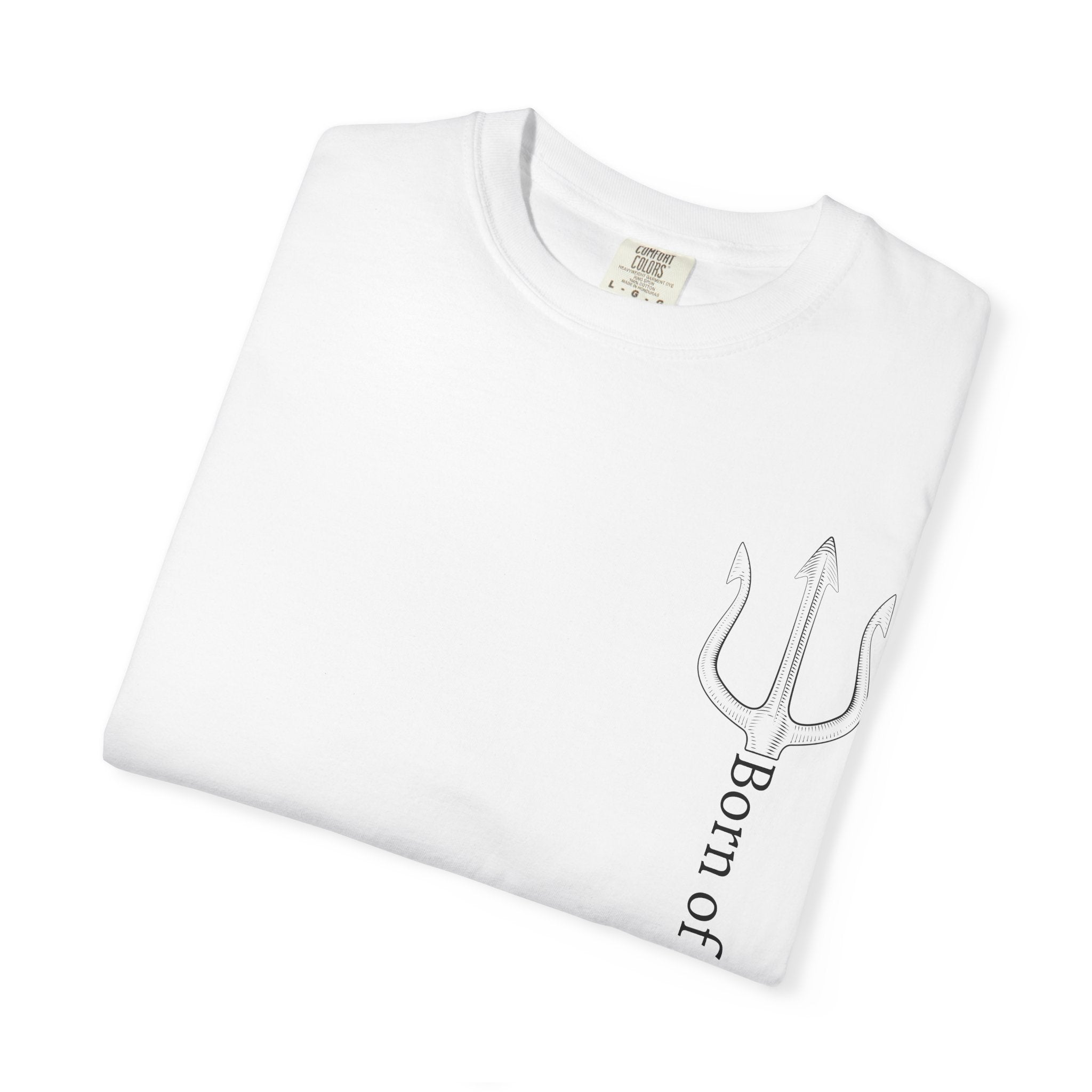 T-Shirt — 'Born of Salt and Storm' Trident Vertical Graphic Tee